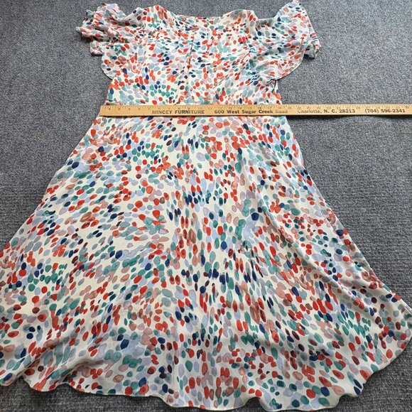 Anthropologie Maeve Dress‎ XS Watercolor Ruffled Sleeve Cold Shoulder Boho Flowy - Picture 11 of 12